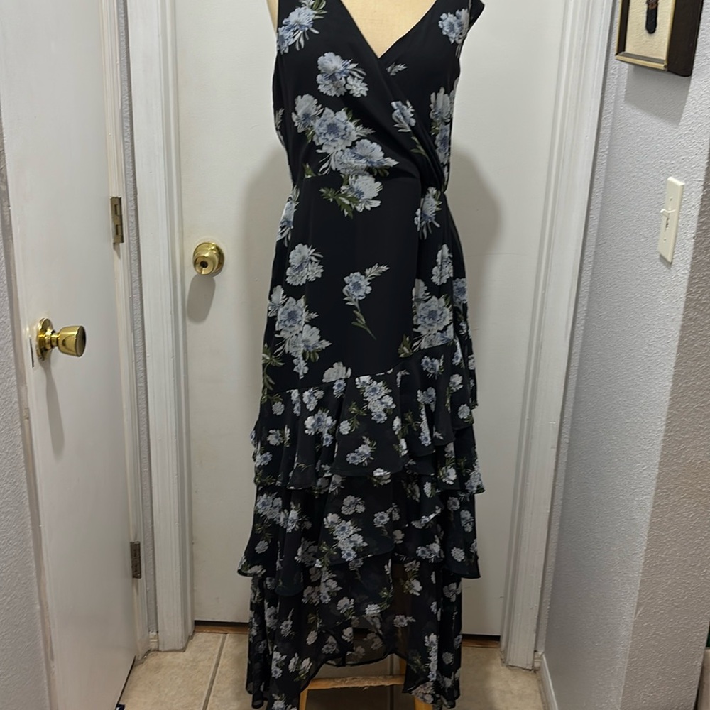 International Concepts Floral Ruffled Maxi